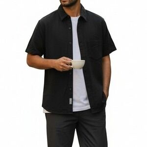 Banana Republic Black Short Sleeve Button Up Shirt Men's Size S NWT